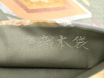 平和屋着物●六通柄　本袋帯　唐織　菱花文　金糸　正絹　逸品　CAAX9255yk