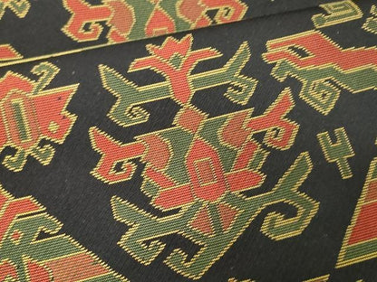 平和屋着物●六通柄 本袋帯 名物裂類錦文 黒地 正絹 逸品 CAAX9259yk