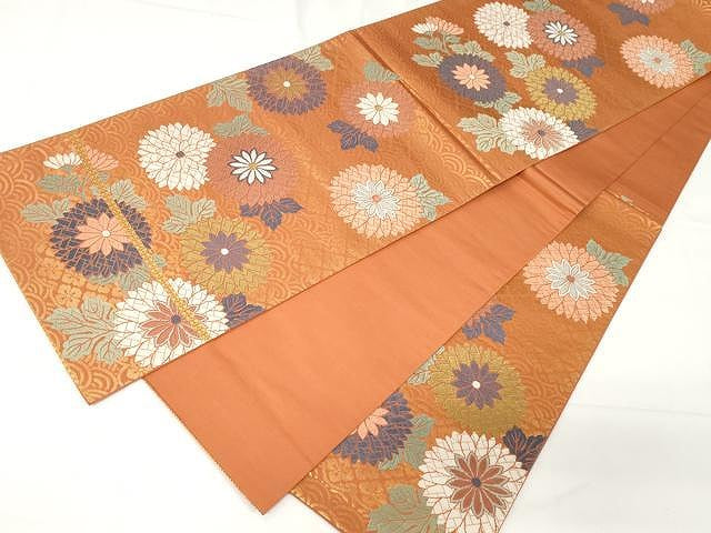 平和屋着物●六通柄袋帯 唐織 能衣唐錦 舞菊文 正絹 逸品 CAAX9263yk