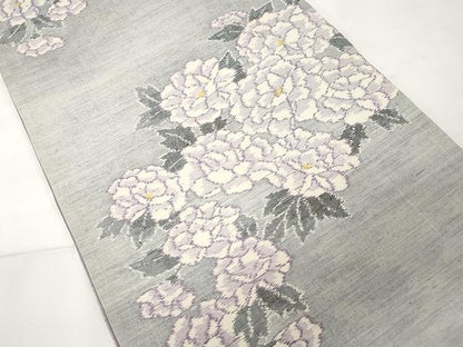 平和屋着物●全通柄袋帯　小千谷紬　枝花文　正絹　逸品　CAAX9268yk