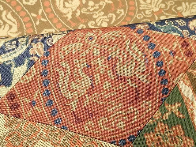 平和屋着物●太鼓柄袋帯 切嵌 正倉院対鳳円文錦 正絹 逸品 CAAX9272yk