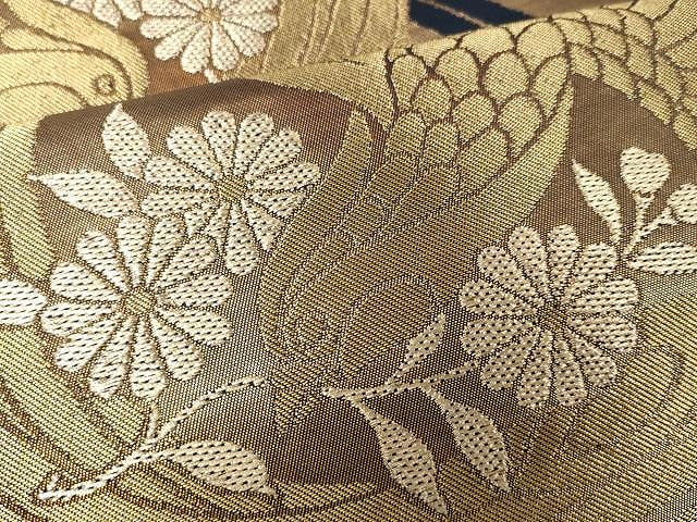 平和屋着物▼六通柄 本袋帯 鳳凰菱花文 金糸 正絹 逸品 CAAX9281yk