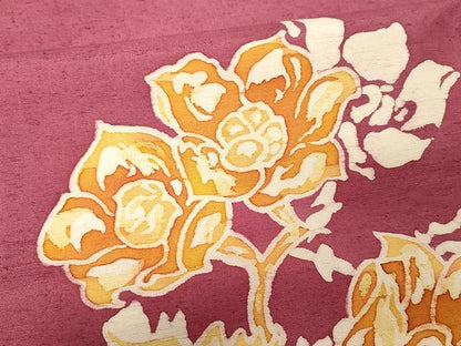 平和屋着物●九寸名古屋帯　ろうけつ染め　作家物　紬地　枝花文　正絹　逸品　CAAX9300yk