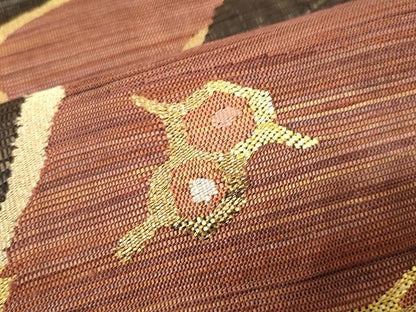 平和屋着物▼太鼓柄袋帯　吉祥文　金糸　正絹　逸品　CAAX9319yk