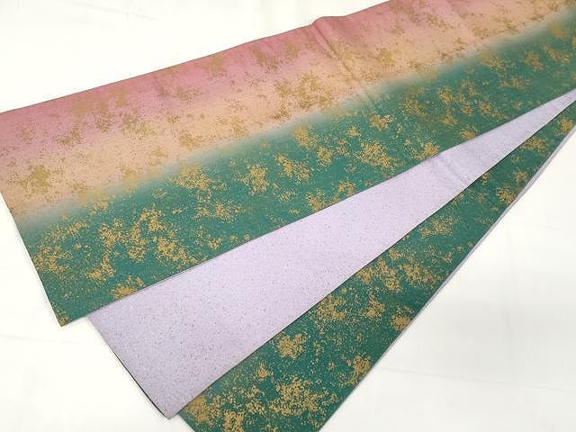 平和屋着物●全通柄袋帯　本場縞大島紬　吉祥文　金彩　証紙付き　正絹　逸品　CAAX9320yk