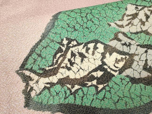 平和屋着物●太鼓柄京袋帯　魚　金通し地　正絹　逸品　CAAX9326yk