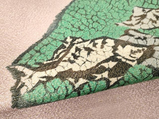 平和屋着物●太鼓柄京袋帯　魚　金通し地　正絹　逸品　CAAX9326yk