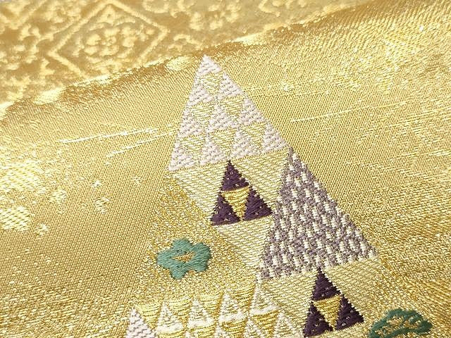 平和屋着物●六通柄袋帯　唐織　吉祥鱗文　金糸　正絹　逸品　CAAX9361yk