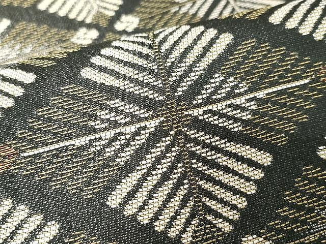 平和屋着物●六通柄袋帯 菱松葉文 銀糸 正絹 逸品 CAAX9405yk
