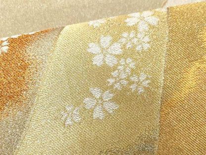 平和屋着物●綴れ　六通柄袋帯　立波舞桜文　金銀糸　正絹　逸品　CAAX9410yk