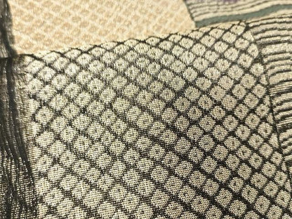平和屋着物▽スリーシーズン 春夏秋 六通柄袋帯 市松文 金糸 正絹 逸品 CAAX9419yk