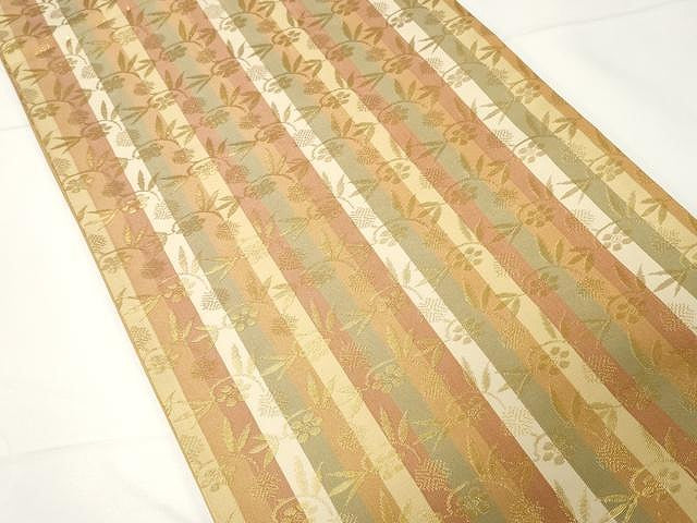 平和屋着物●全通柄袋帯　花唐草間道　金糸　正絹　逸品　CAAX9420yk