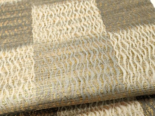 平和屋着物▽スリーシーズン 春夏秋 両面 六通柄袋帯 市松文 金糸 正絹 逸品 CAAX9422yk