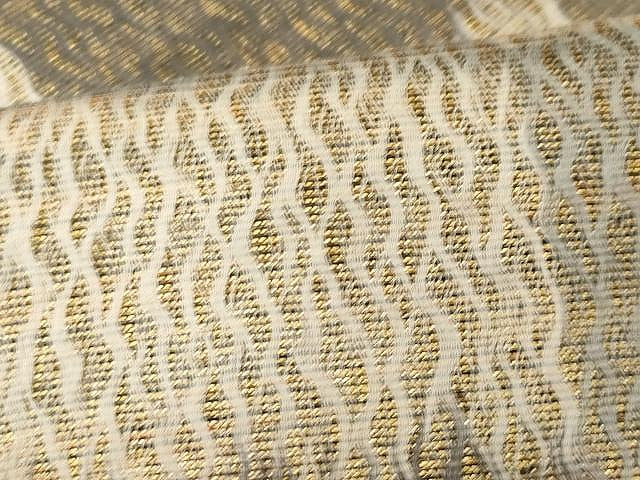 平和屋着物▽スリーシーズン 春夏秋 両面 六通柄袋帯 市松文 金糸 正絹 逸品 CAAX9422yk
