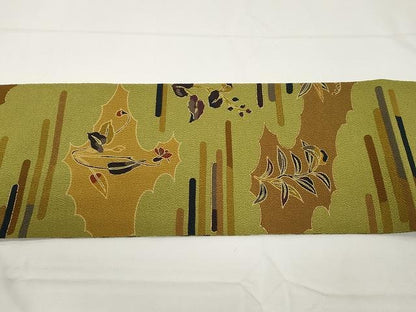 平和屋着物●全通柄九寸名古屋帯　京友禅　枝花文　反端付き　金彩　正絹　逸品　CAAX9436yk