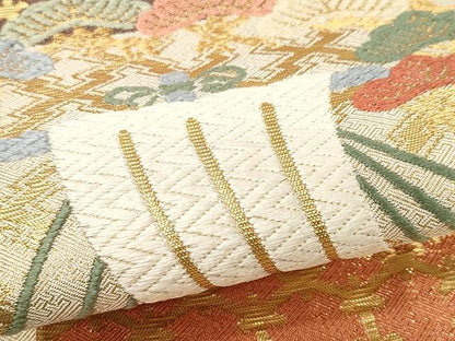 平和屋着物●佐賀錦　六通柄袋帯　唐織　吉祥枝松文　金糸　正絹　逸品　CAAX9438yk