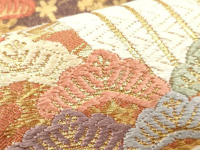 平和屋着物●佐賀錦　六通柄袋帯　唐織　吉祥枝松文　金糸　正絹　逸品　CAAX9438yk
