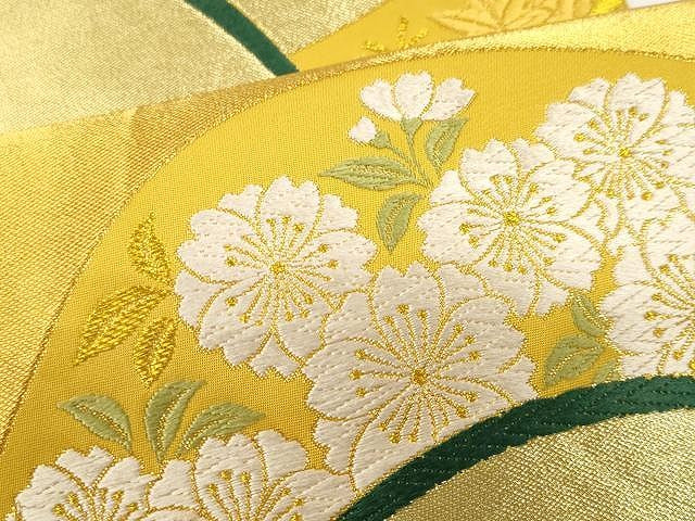 平和屋着物●西陣織　天保初年創始の京の老舗　洛陽織物　六通柄袋帯　唐織　山路桜菊文　金糸　正絹　逸品　CAAX9439yk