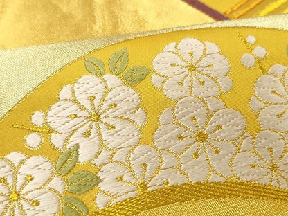 平和屋着物●西陣織　天保初年創始の京の老舗　洛陽織物　六通柄袋帯　唐織　山路桜菊文　金糸　正絹　逸品　CAAX9439yk