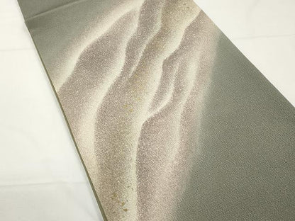 平和屋着物●太鼓柄袋帯　風景文　金彩　鬼しぼ縮緬　正絹　逸品　CAAX9444yk