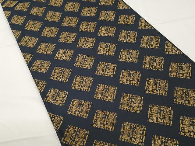 平和屋着物○全通柄袋帯 エジプト壁画文様 金糸 正絹 逸品 CAAX9470yk
