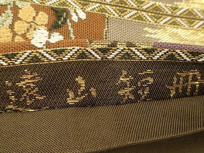 平和屋着物●六通柄 本袋帯 唐織 遠山短冊 金糸 正絹 逸品 CAAX9477yk