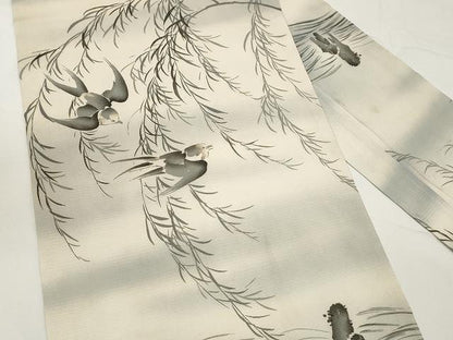 平和屋着物＊夏物 創作 九寸名古屋帯 手描き 飛鳥枝笹文 正絹 逸品 CAAX9479yk