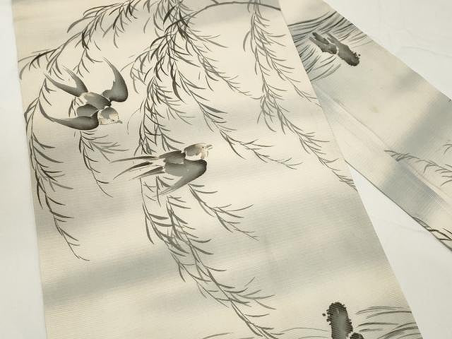 平和屋着物＊夏物 創作 九寸名古屋帯 手描き 飛鳥枝笹文 正絹 逸品 CAAX9479yk