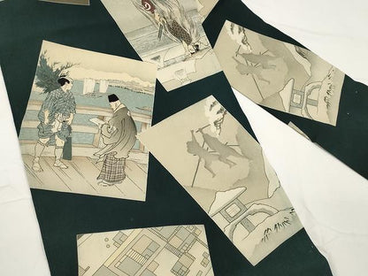 平和屋着物●創作 全通柄九寸名古屋帯 色紙重ね人物文 正絹 逸品 CAAX9480yk