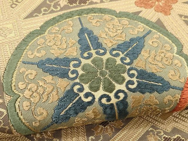 平和屋着物●六通柄袋帯　唐織　天井花文　金糸　正絹　逸品　CAAX9484yk