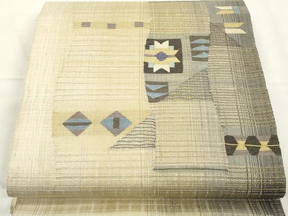 平和屋着物▽スリーシーズン 春夏秋 太鼓柄袋帯 すくい織 舞花文 金糸 正絹 逸品 CAAX9498yk