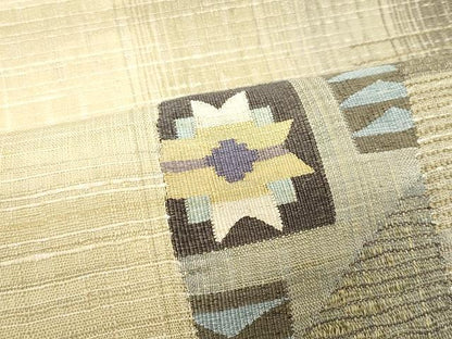 平和屋着物▽スリーシーズン 春夏秋 太鼓柄袋帯 すくい織 舞花文 金糸 正絹 逸品 CAAX9498yk