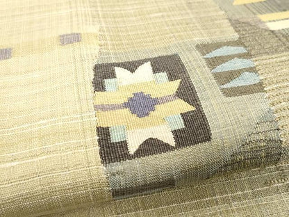 平和屋着物▽スリーシーズン 春夏秋 太鼓柄袋帯 すくい織 舞花文 金糸 正絹 逸品 CAAX9498yk