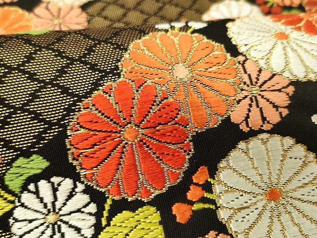 平和屋着物●西陣 川島織物 六通柄 本袋帯 唐織 舞花文 黒地 金糸 正絹 逸品 CAAX9553yk
