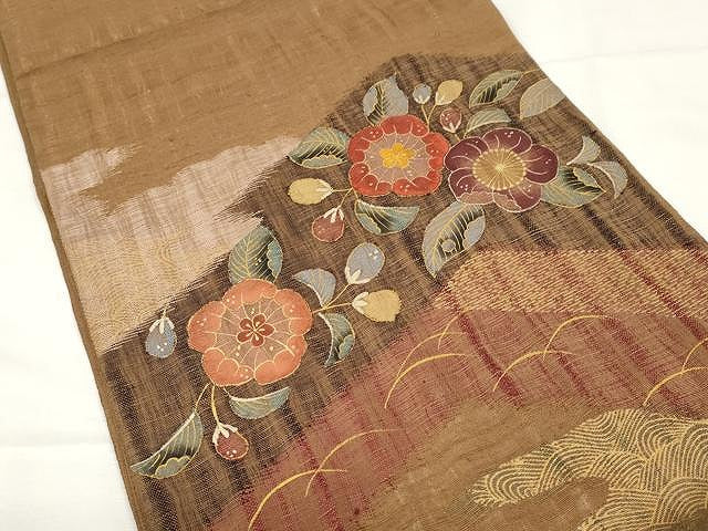 平和屋着物▽スリーシーズン 春夏秋 太鼓柄袋帯 刺繍 櫛織 舞花文 金彩 正絹 逸品 CAAX9563yk