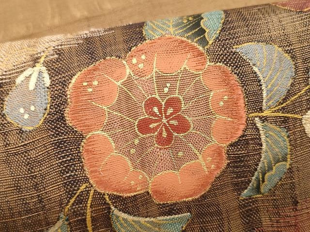 平和屋着物▽スリーシーズン 春夏秋 太鼓柄袋帯 刺繍 櫛織 舞花文 金彩 正絹 逸品 CAAX9563yk