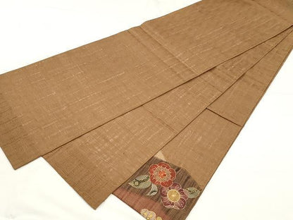 平和屋着物▽スリーシーズン 春夏秋 太鼓柄袋帯 刺繍 櫛織 舞花文 金彩 正絹 逸品 CAAX9563yk
