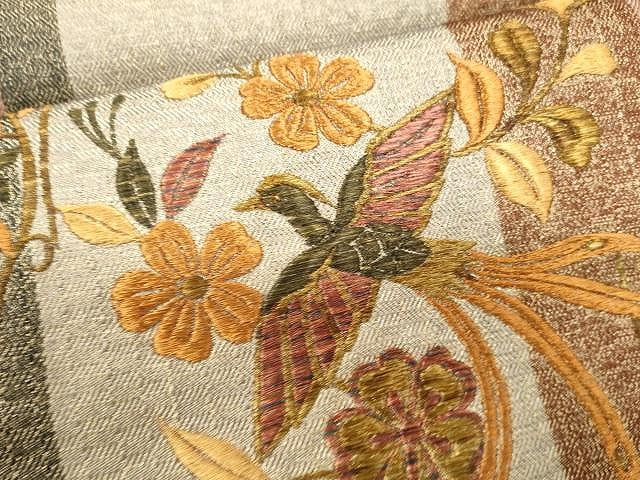 平和屋着物●ひなや工房 くむ・あむ・おる 伊豆蔵明彦 太鼓柄袋帯 総刺繍 鳳凰花文 金糸 正絹 逸品 CAAX9571yk