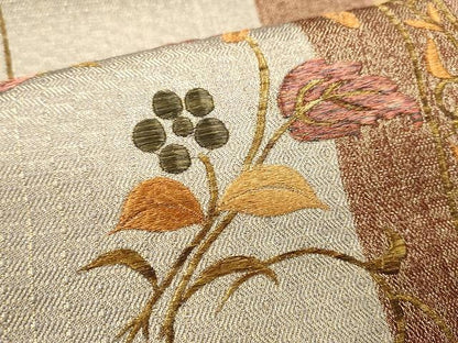 平和屋着物●ひなや工房 くむ・あむ・おる 伊豆蔵明彦 太鼓柄袋帯 総刺繍 鳳凰花文 金糸 正絹 逸品 CAAX9571yk