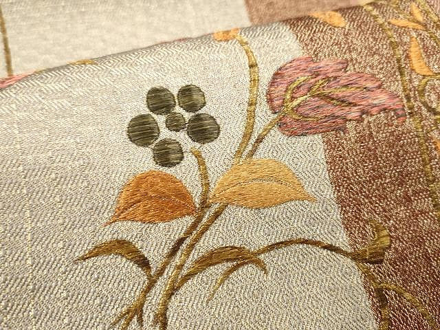 平和屋着物●ひなや工房 くむ・あむ・おる 伊豆蔵明彦 太鼓柄袋帯 総刺繍 鳳凰花文 金糸 正絹 逸品 CAAX9571yk