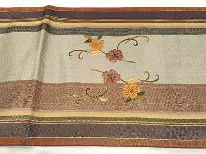 平和屋着物●ひなや工房 くむ・あむ・おる 伊豆蔵明彦 太鼓柄袋帯 総刺繍 鳳凰花文 金糸 正絹 逸品 CAAX9571yk