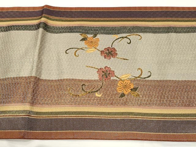 平和屋着物●ひなや工房 くむ・あむ・おる 伊豆蔵明彦 太鼓柄袋帯 総刺繍 鳳凰花文 金糸 正絹 逸品 CAAX9571yk