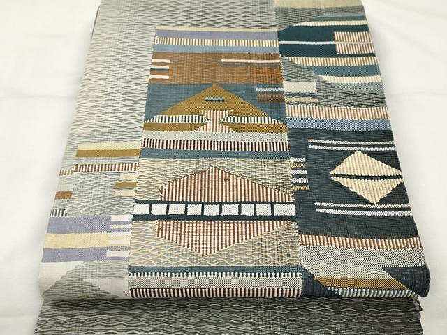 平和屋着物▽スリーシーズン 春夏秋 太鼓柄袋帯 すくい織 吉祥文 正絹 逸品 CAAX9576yk