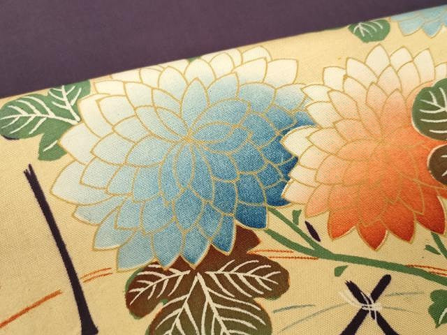 平和屋着物●アンティーク　大正ロマン　全通柄京袋帯　引き抜き帯　舞花文　人山峯丸　源如　正絹　逸品　CAAX9591yk