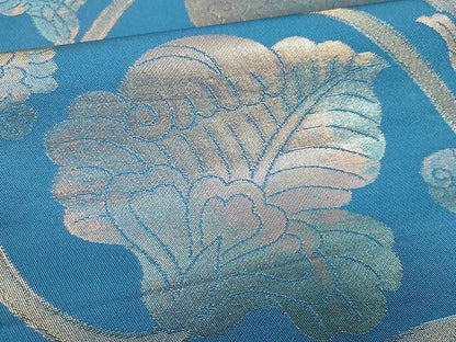 平和屋着物●織物一筋名門 織悦 全通柄 本袋帯 花唐草文 金糸 正絹 逸品 CAAX9597yk