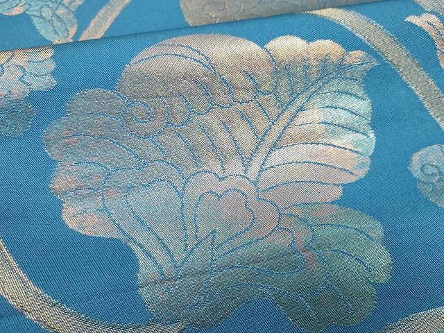平和屋着物●織物一筋名門 織悦 全通柄 本袋帯 花唐草文 金糸 正絹 逸品 CAAX9597yk
