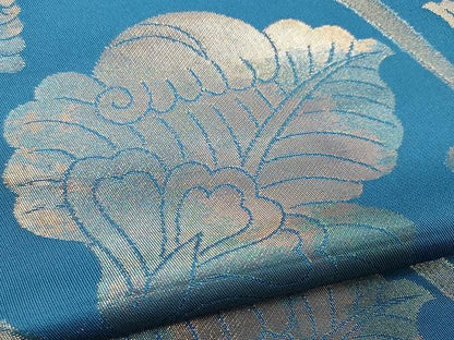 平和屋着物●織物一筋名門 織悦 全通柄 本袋帯 花唐草文 金糸 正絹 逸品 CAAX9597yk