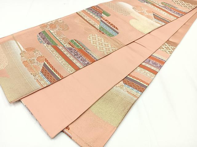 平和屋着物◎六通柄袋帯　唐織　エ霞吉祥花文　金糸　正絹　逸品　CAAX9784xe