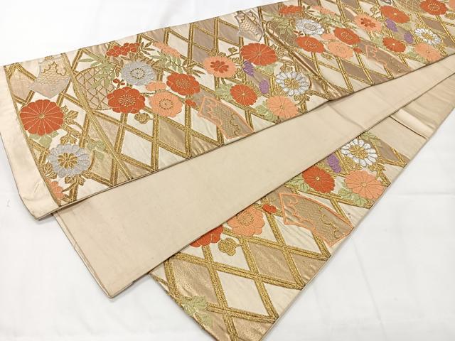 平和屋着物◎六通柄袋帯　唐織　花籠文　金銀糸　正絹　逸品　CAAX9830xe