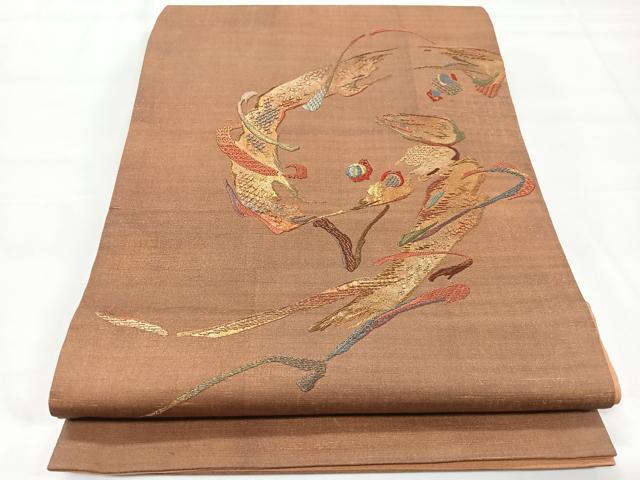 平和屋着物◎太鼓柄袋帯 刺繍 抽象文様 金彩 正絹 逸品 CAAX9864xe